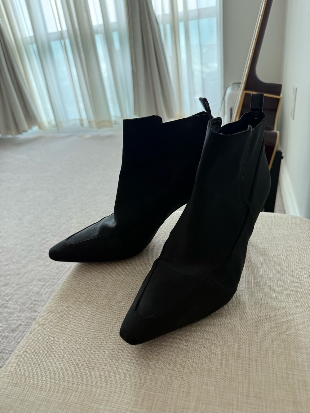 Donald J. Pliner Black Pointed Toe Sock Booties